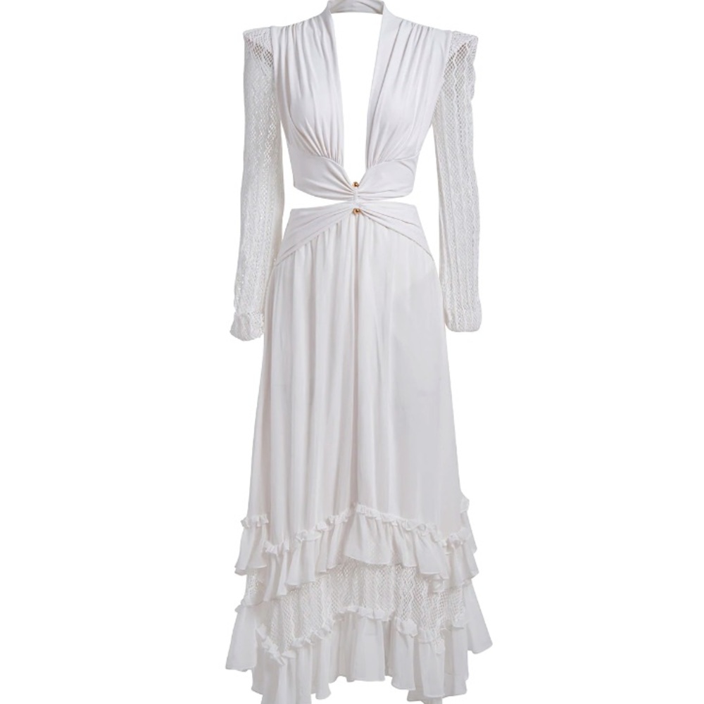 Stylish White Lace Midi Dress PatBo Bodycon - Picture 2 of 2